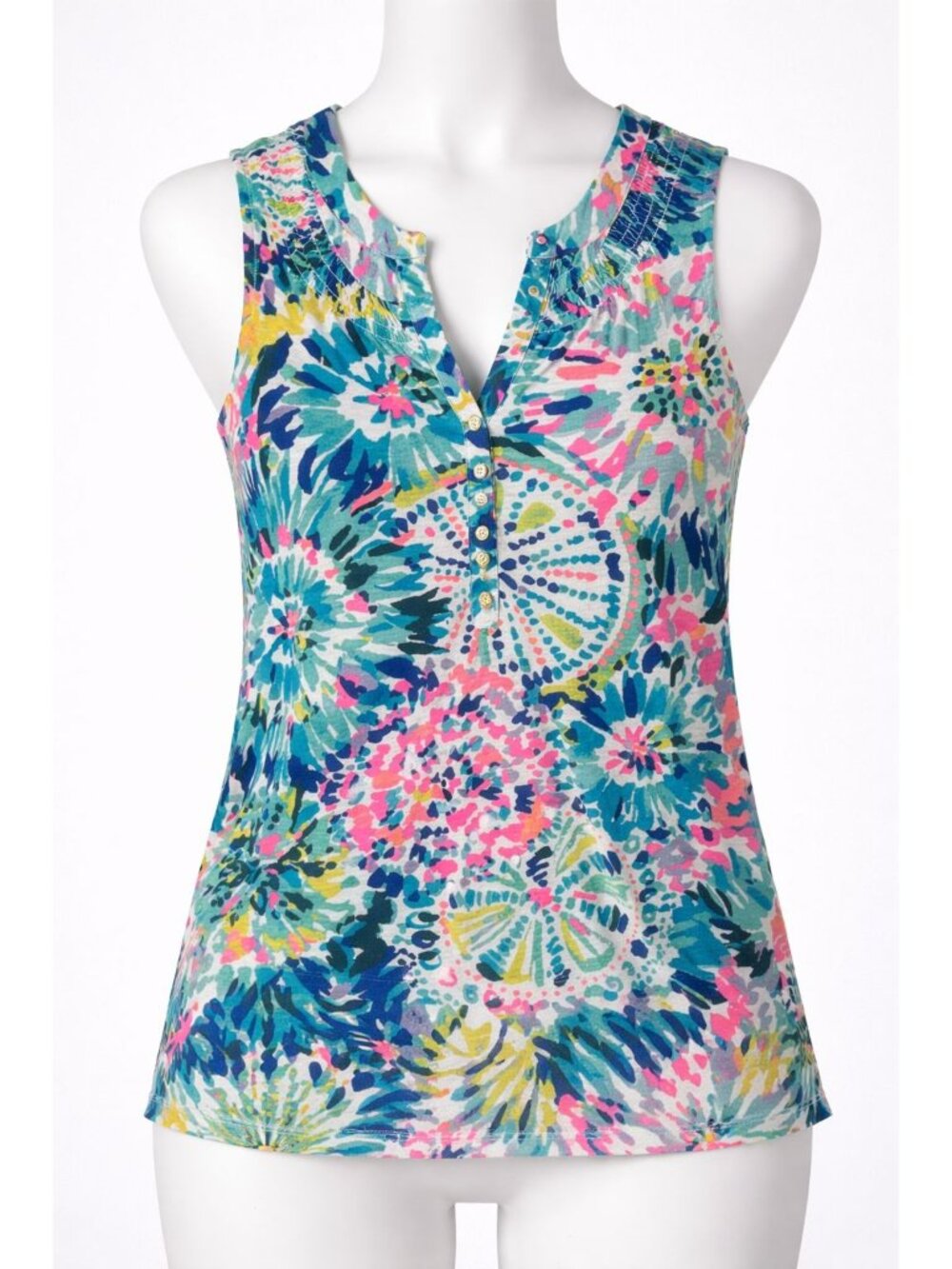 Lilly Pulitzer size Small Essie Multi DIve Smocked V-neck